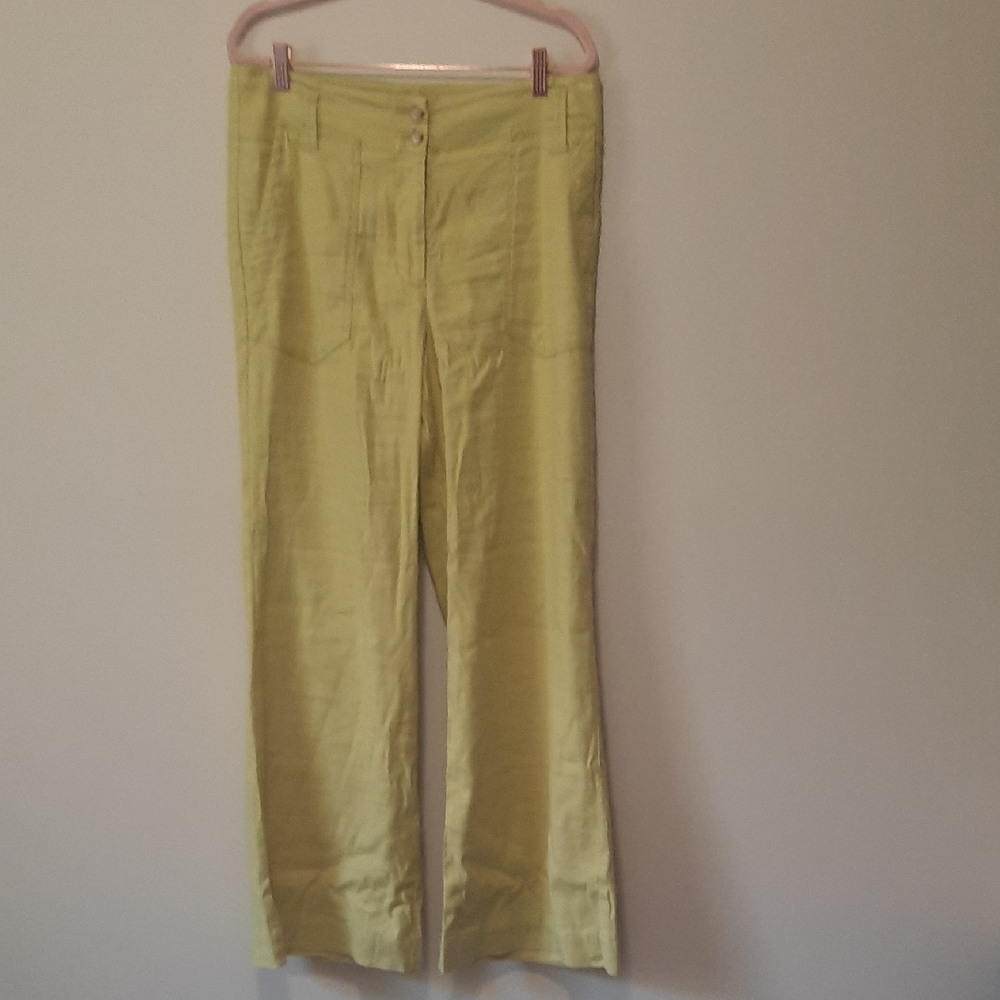 Anthropologie Lemon-Lime Wide Leg Pants